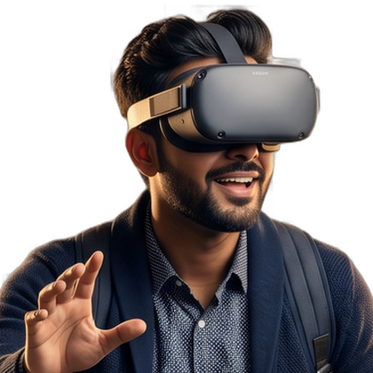A traveller previewing a destination in virtual reality