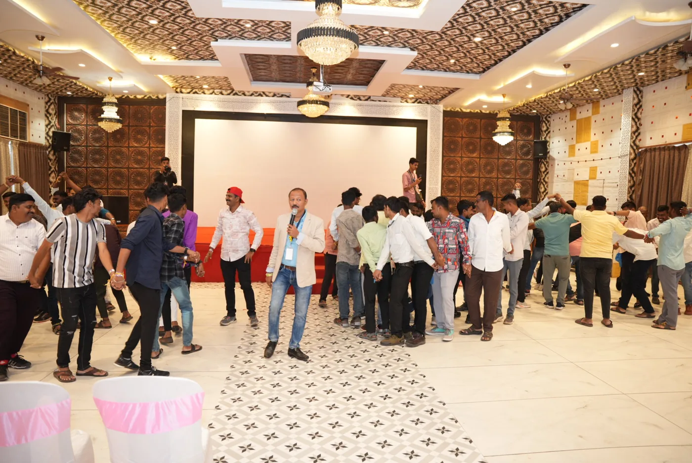 High-energy team games on the dance floor