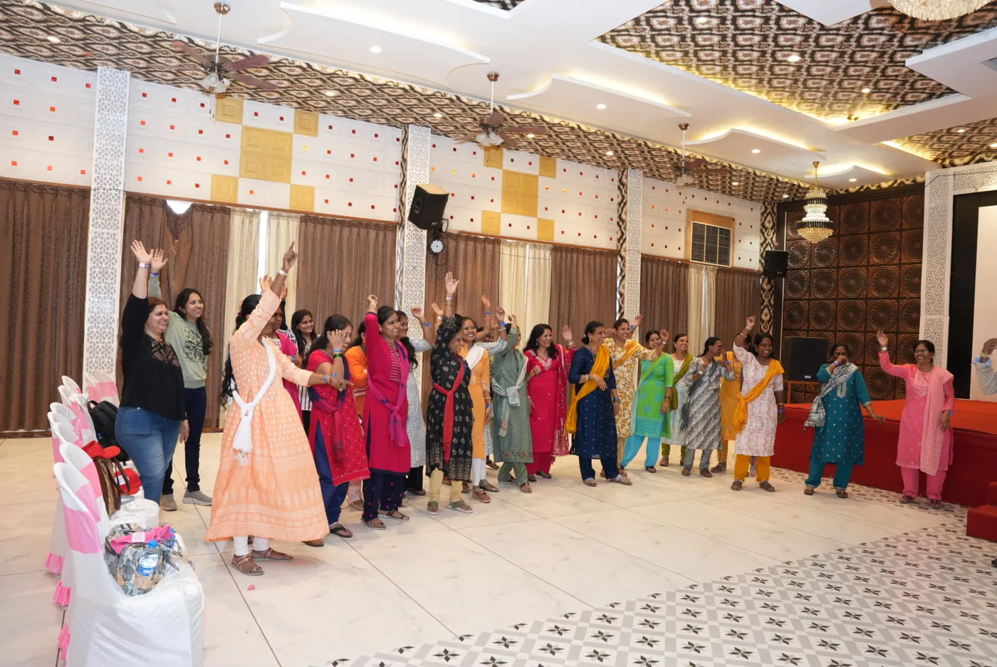 Colleagues dancing together at the gala evening
